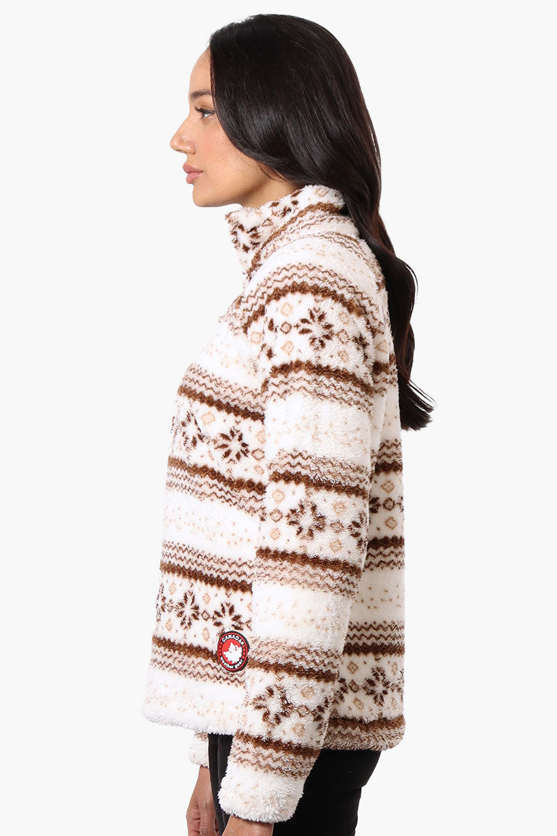 Canada Weather Gear Fair Isle Pattern 1/4 Zip Pullover Sweater - Brown - Womens Pullover Sweaters - Canada Weather Gear