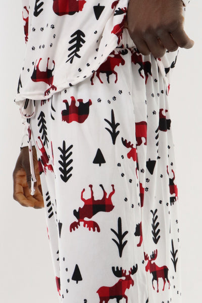 Canada Weather Gear Long Printed Holiday Pajama Pants - White - Mens Pajamas - Canada Weather Gear