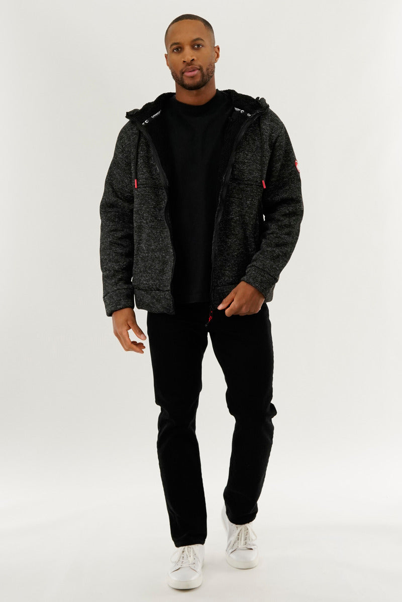 Canada Weather Gear Sherpa Lined Lightweight Jacket - Black - Mens Lightweight Jackets - Canada Weather Gear