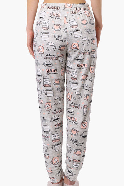 Canada Weather Gear Coffee Pattern Tie Waist Pajama Pants - White - Womens Pajamas - Canada Weather Gear