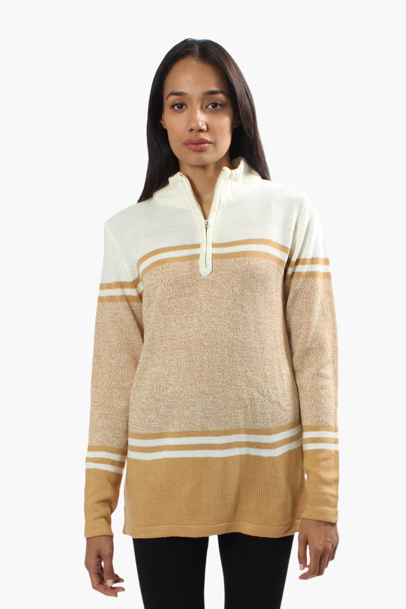 Canada Weather Gear Front Zip Pullover Sweater - Beige - Womens Pullover Sweaters - Canada Weather Gear