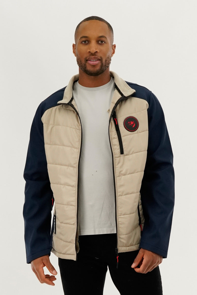 Super Triple Goose Quilted Colour Block Lightweight Jacket - Cream - Mens Lightweight Jackets - Canada Weather Gear