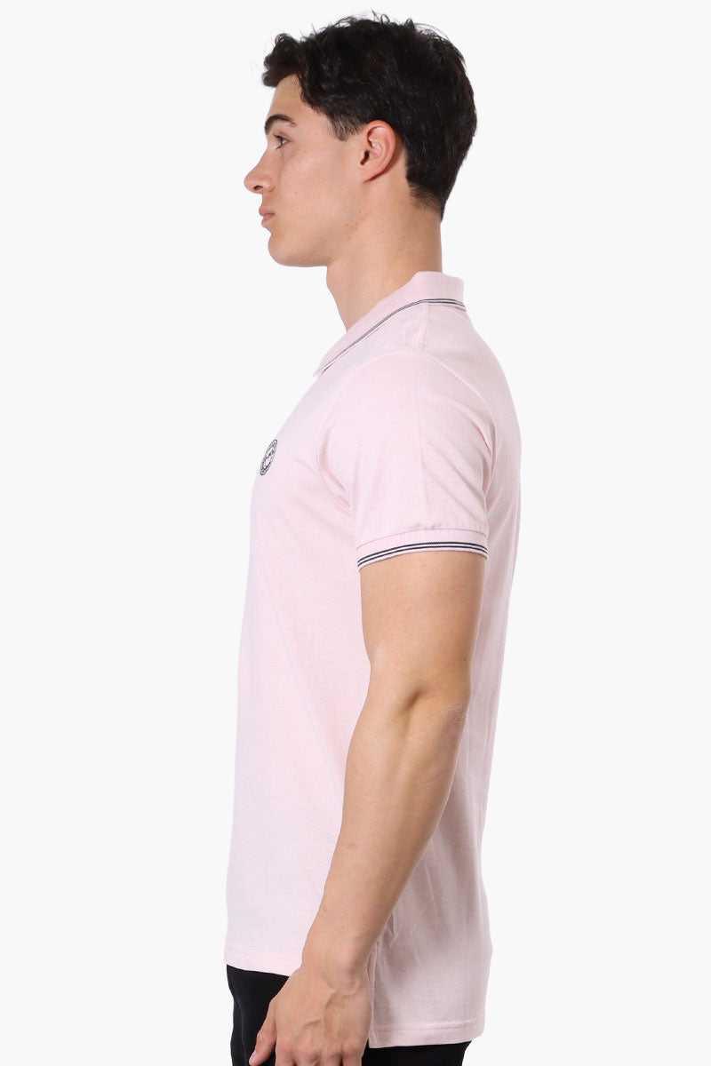 Canada Weather Gear Knit Striped Detail Polo Shirt - Blush - Mens Polo Shirts - Canada Weather Gear