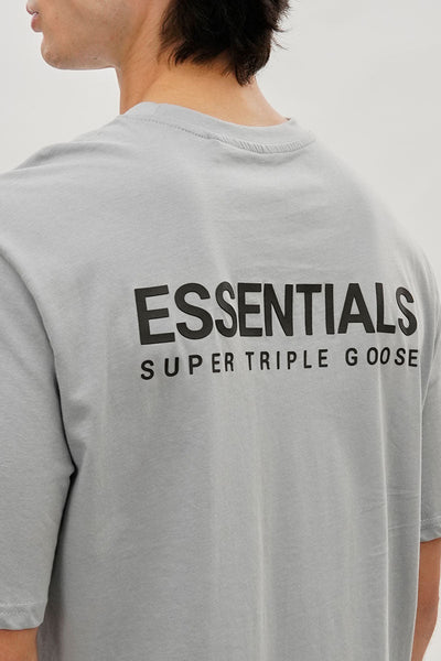 Essentials Super Triple Goose Logo Print Tee - Grey - Mens Tees & Tank Tops - Canada Weather Gear