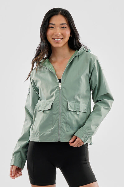 Canada Weather Gear Cropped Coated Microfibre Lightweight Jacket - Olive - Womens Lightweight Jackets - Canada Weather Gear