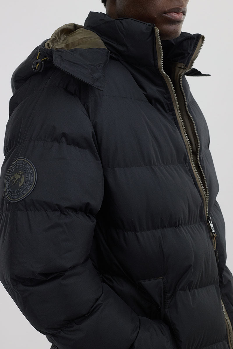 Super Triple Goose Chevron Bomber Jacket - Black