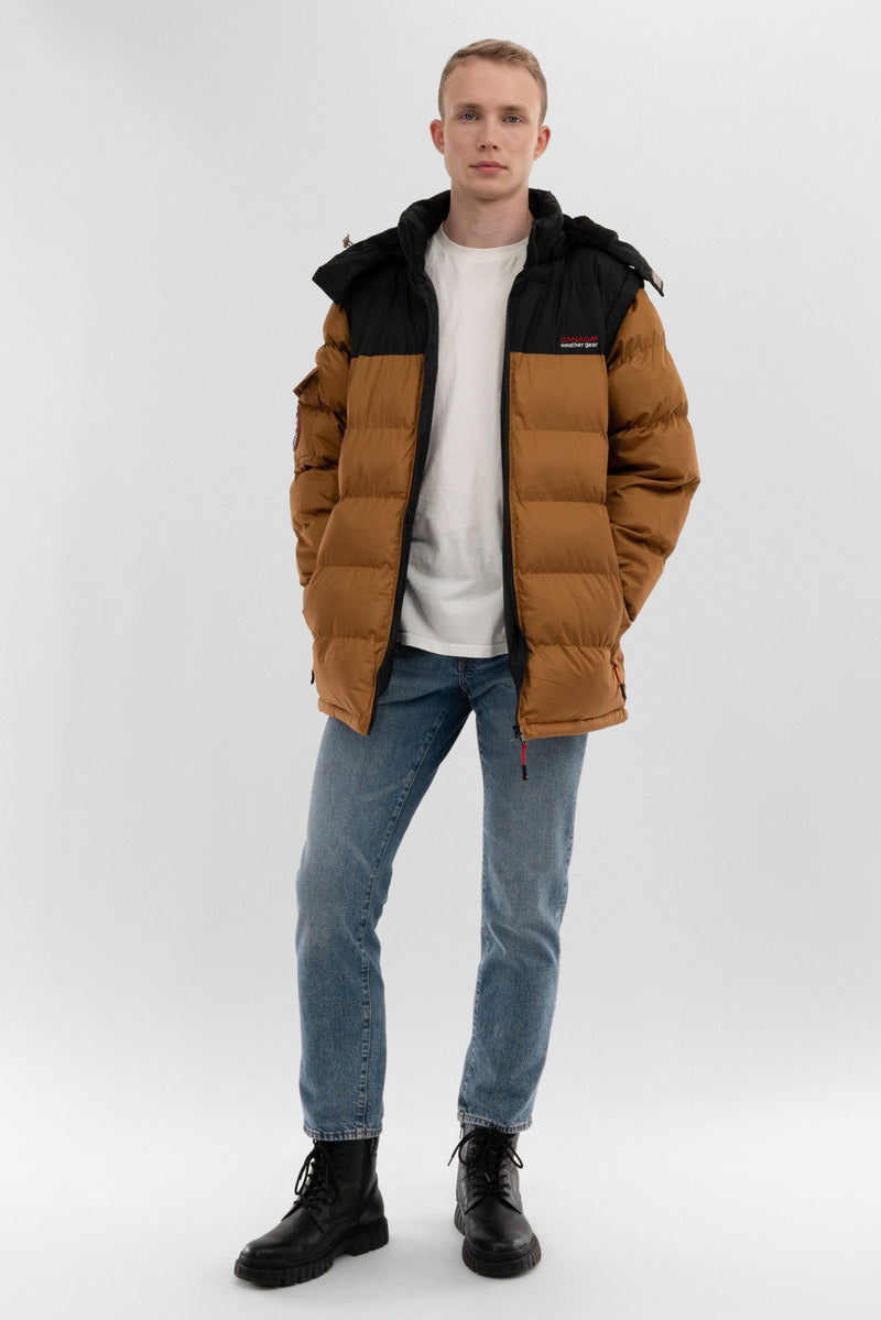 Canada Weather Gear Removable Sleeve Bomber Jacket - Camel