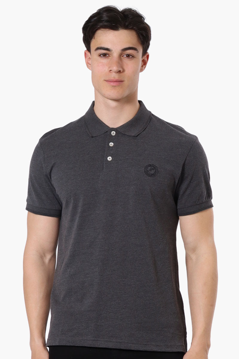 Canada Weather Gear Knit Striped Detail Polo Shirt - Grey - Mens Polo Shirts - Canada Weather Gear