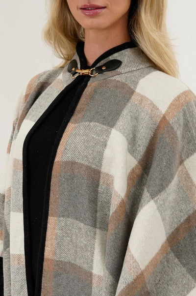 Canada Weather Gear Plaid Poncho - Beige - Womens Ponchos - Canada Weather Gear
