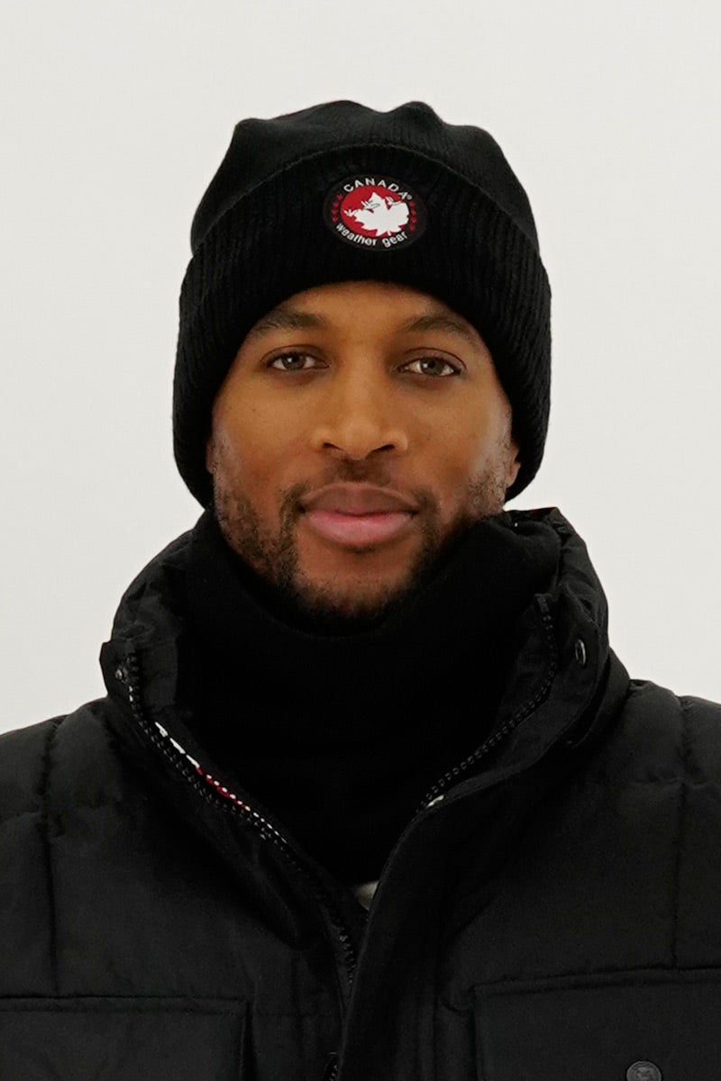 Canada Weather Gear Two Piece Set Gaiter and Hat - Black - Mens Hats - Canada Weather Gear