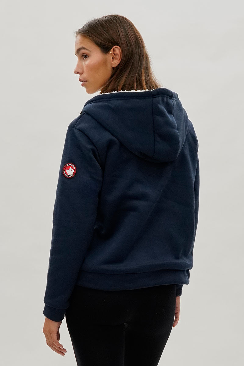 Canada Weather Gear Sherpa Lined Zip Up Lightweight Jacket - Navy - Womens Lightweight Jackets - Fairweather