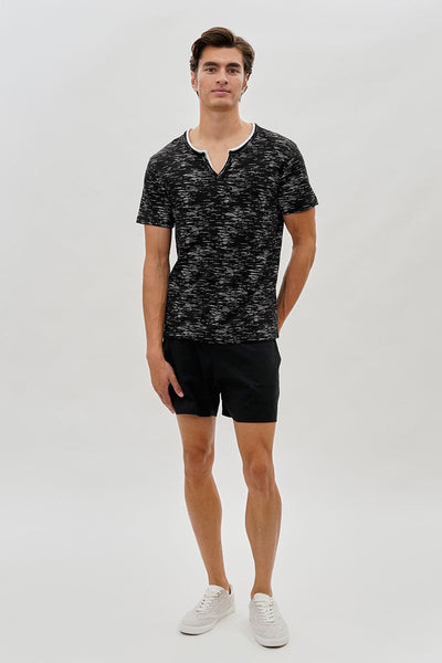 Canada Weather Gear Vintage Short Sleeve Henley Tee - Black - Mens Tees & Tank Tops - Canada Weather Gear