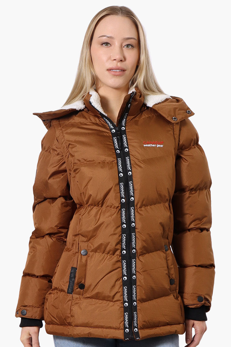 Canada Weather Gear Zip Off Sleeve Bomber Jacket - Brown - Womens Bomber Jackets - Canada Weather Gear