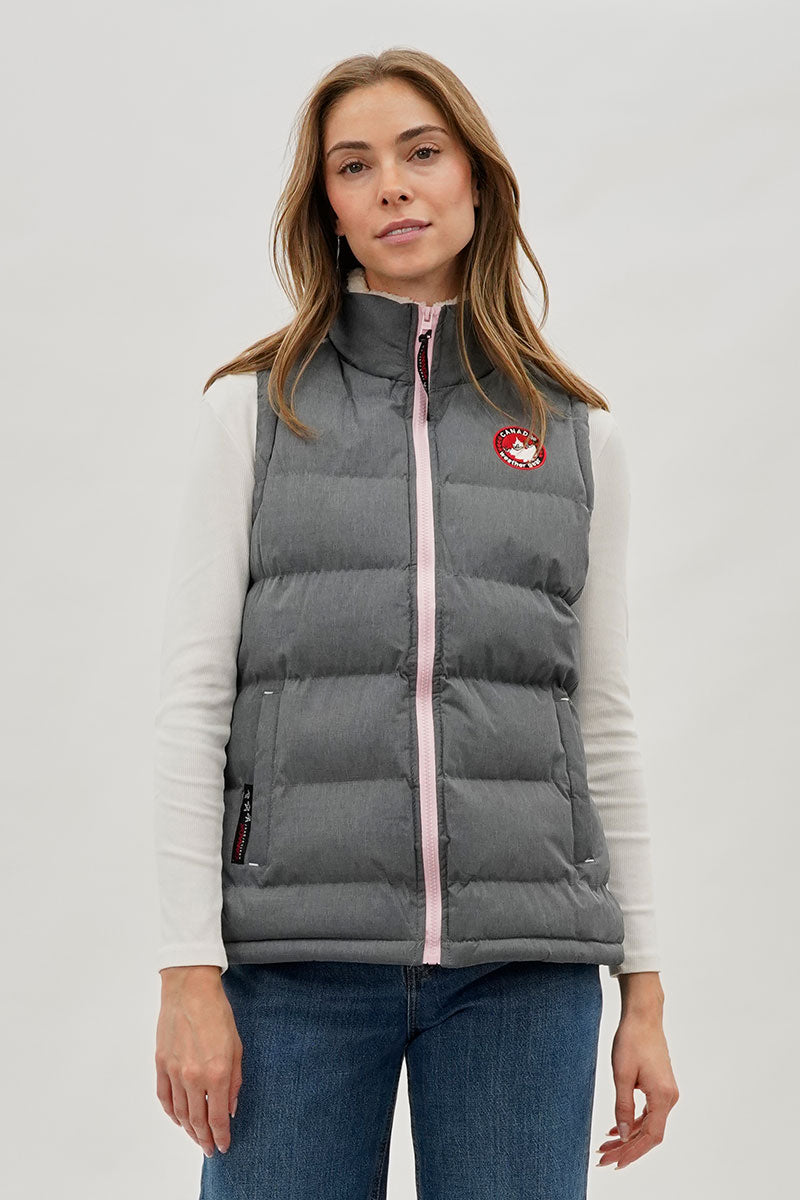 Canada Weather Gear Fleece Lined Collar Puffer Vest - Grey