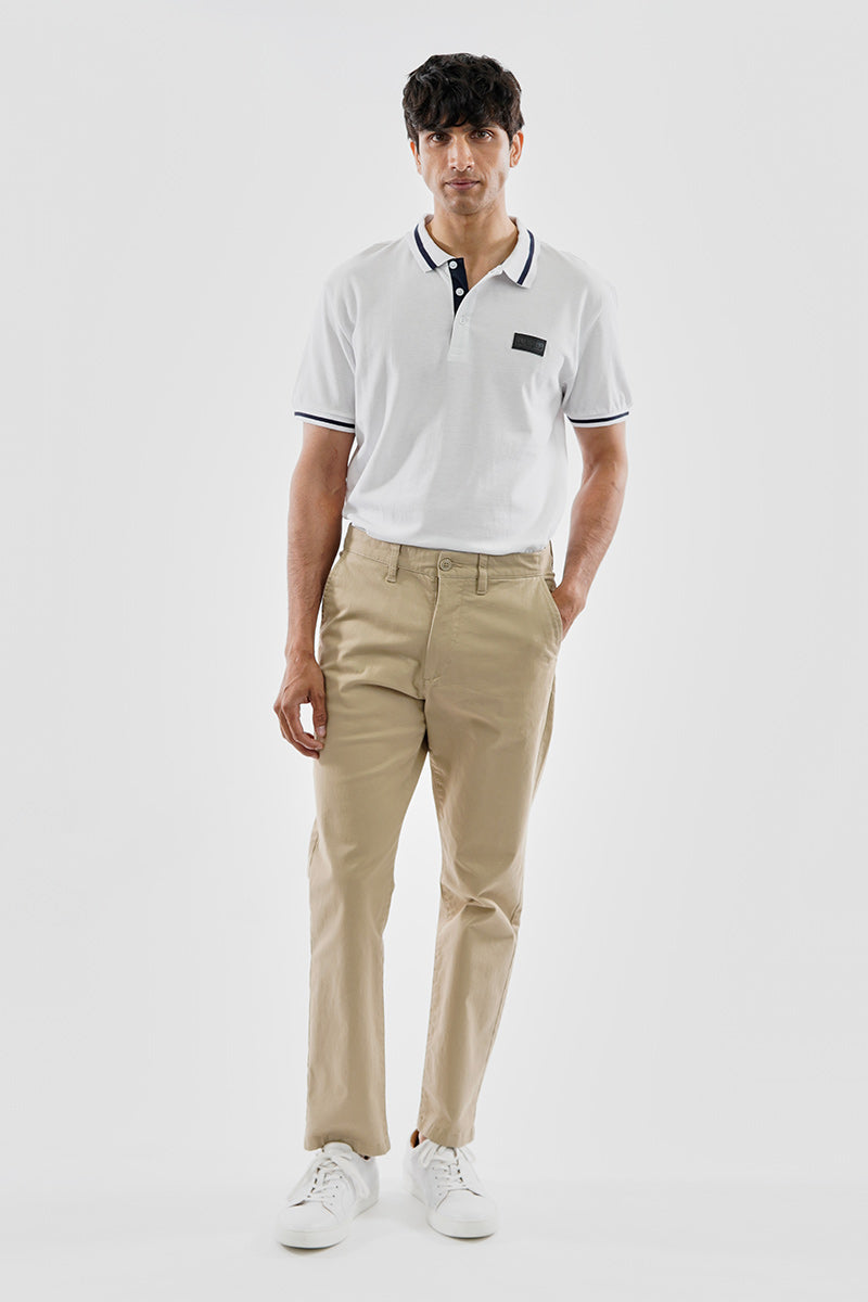 Essentials Super Triple Goose Basic Stripe Polo Shirt - White - Mens Polo Shirts - Canada Weather Gear