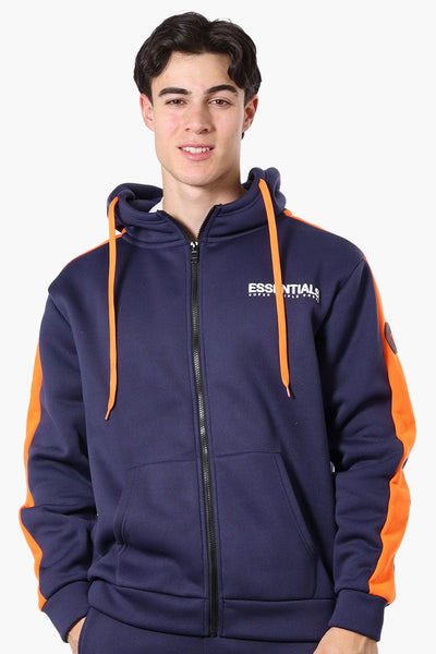 Essentials Super Triple Goose Sleeve Stripe Zip Up Hoodie - Navy - Mens Hoodies & Sweatshirts - Canada Weather Gear