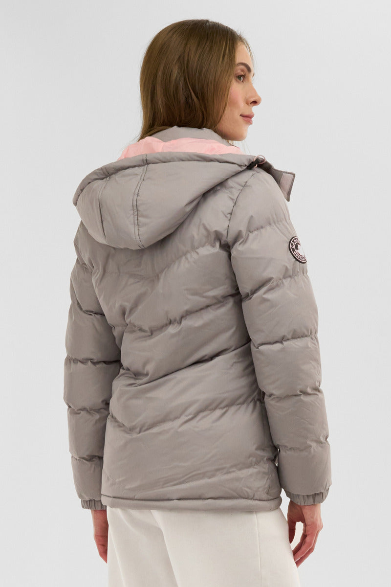 Canada Weather Gear Chevron Bubble Bomber Jacket - Stone - Womens Bomber Jackets - Canada Weather Gear