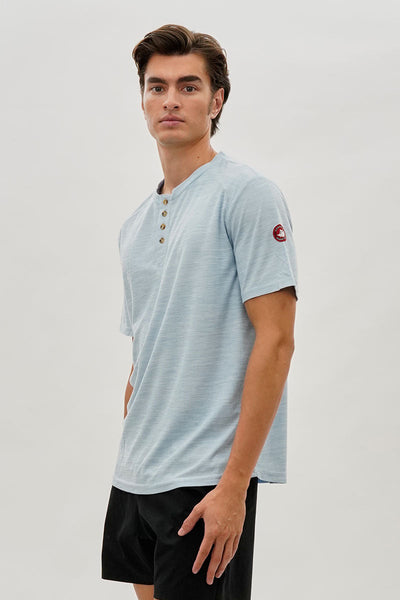 Canada Weather Gear Short Sleeve Henley Tee - Blue - Mens Tees & Tank Tops - Canada Weather Gear