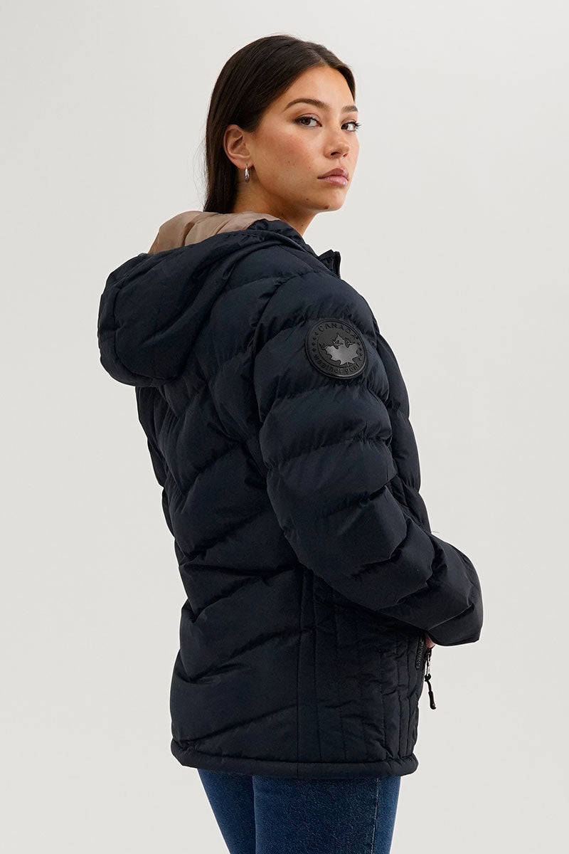 Canada Weather Gear Chevron Quilted Bomber Jacket - Navy - Womens Bomber Jackets - Canada Weather Gear