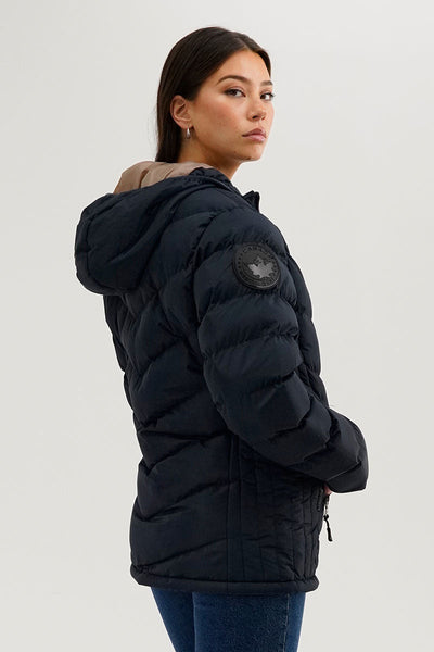 Canada Weather Gear Chevron Quilted Bomber Jacket - Navy - Womens Bomber Jackets - Canada Weather Gear