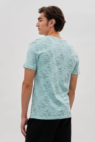 Canada Weather Gear Vintage Short Sleeve Henley Tee - Aqua - Mens Tees & Tank Tops - Canada Weather Gear