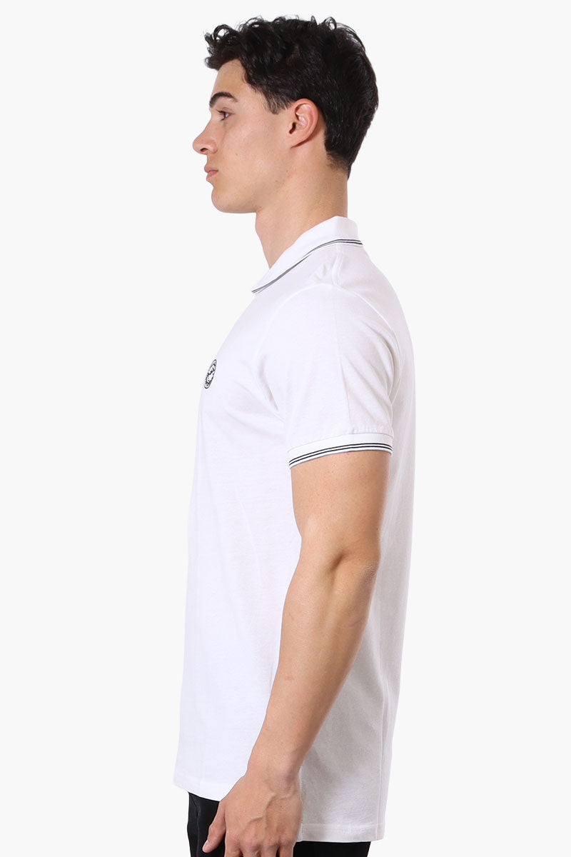 Canada Weather Gear Knit Striped Detail Polo Shirt - White - Mens Polo Shirts - Canada Weather Gear