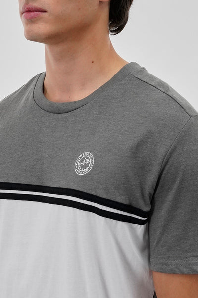 Canada Weather Gear Striped Colour Block Tee - Grey - Mens Tees & Tank Tops - Canada Weather Gear