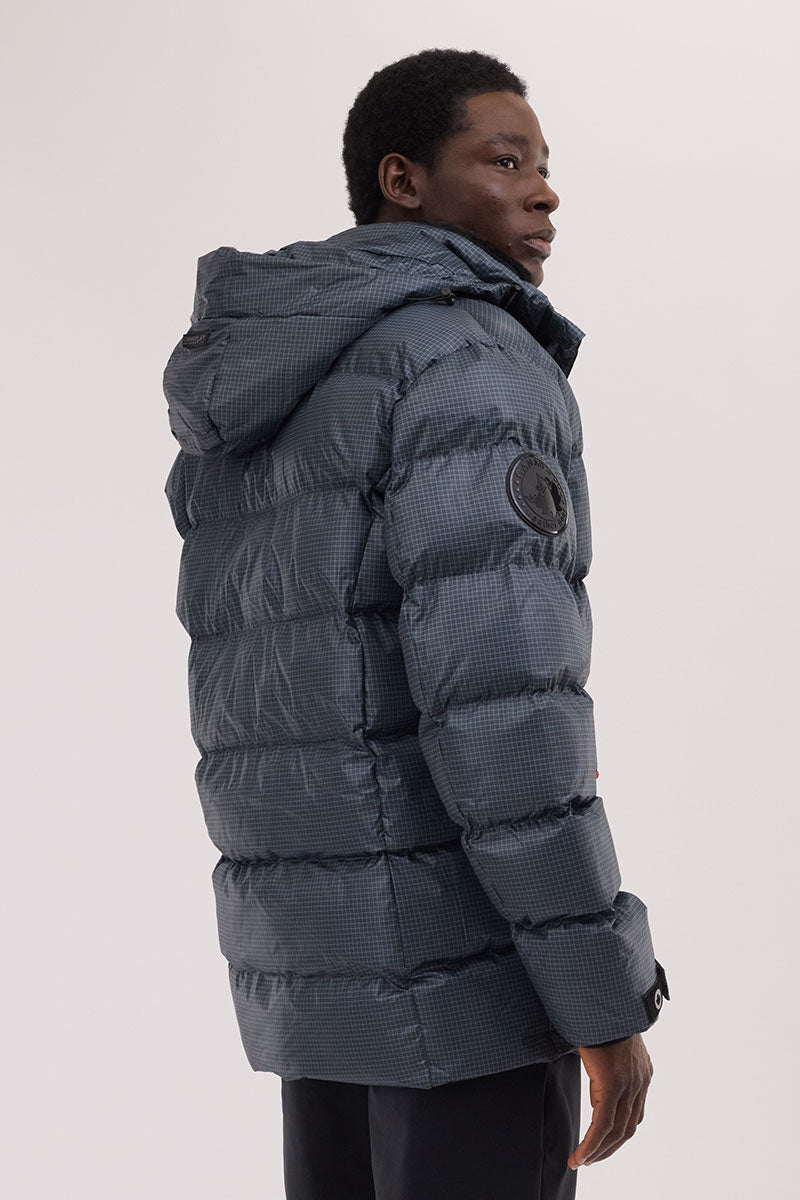Canada Weather Gear Grid Pattern Puffer Parka Jacket - Blue