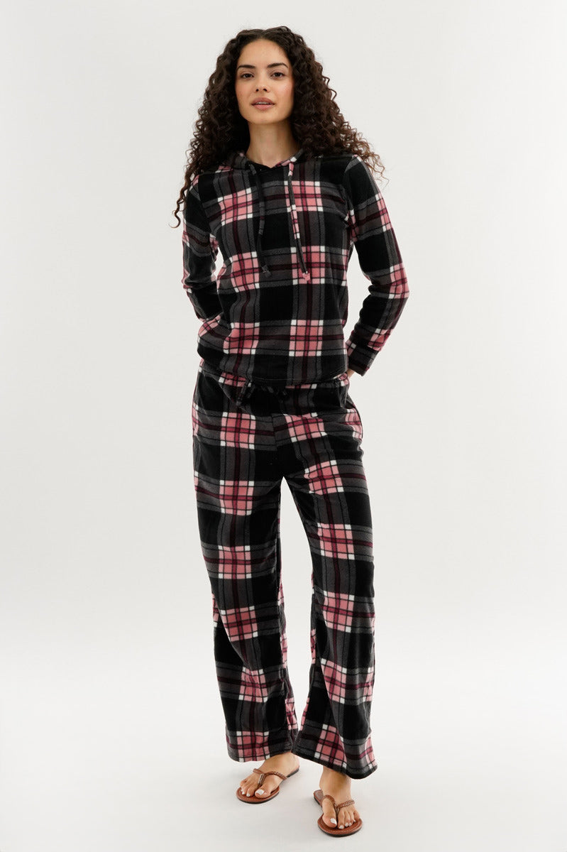 Canada Weather Gear Plaid Hooded Pajama Top - Black - Womens Pajamas - Canada Weather Gear