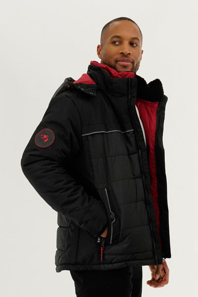 Super Triple Goose Contrast Lining Puffer Bomber Jacket - Red - Mens Bomber Jackets - Canada Weather Gear