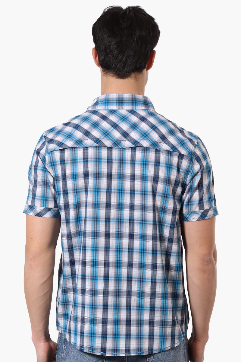 Canada Weather Gear Plaid Button Up Casual Shirt - Blue - Mens Casual Shirts - Canada Weather Gear