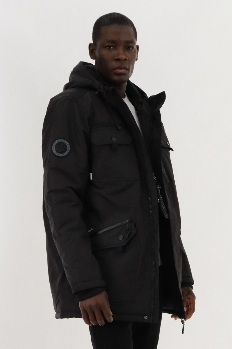 Canada Weather Gear Multi Pocket Parka Jacket - Black - Mens Parka Jackets - Canada Weather Gear