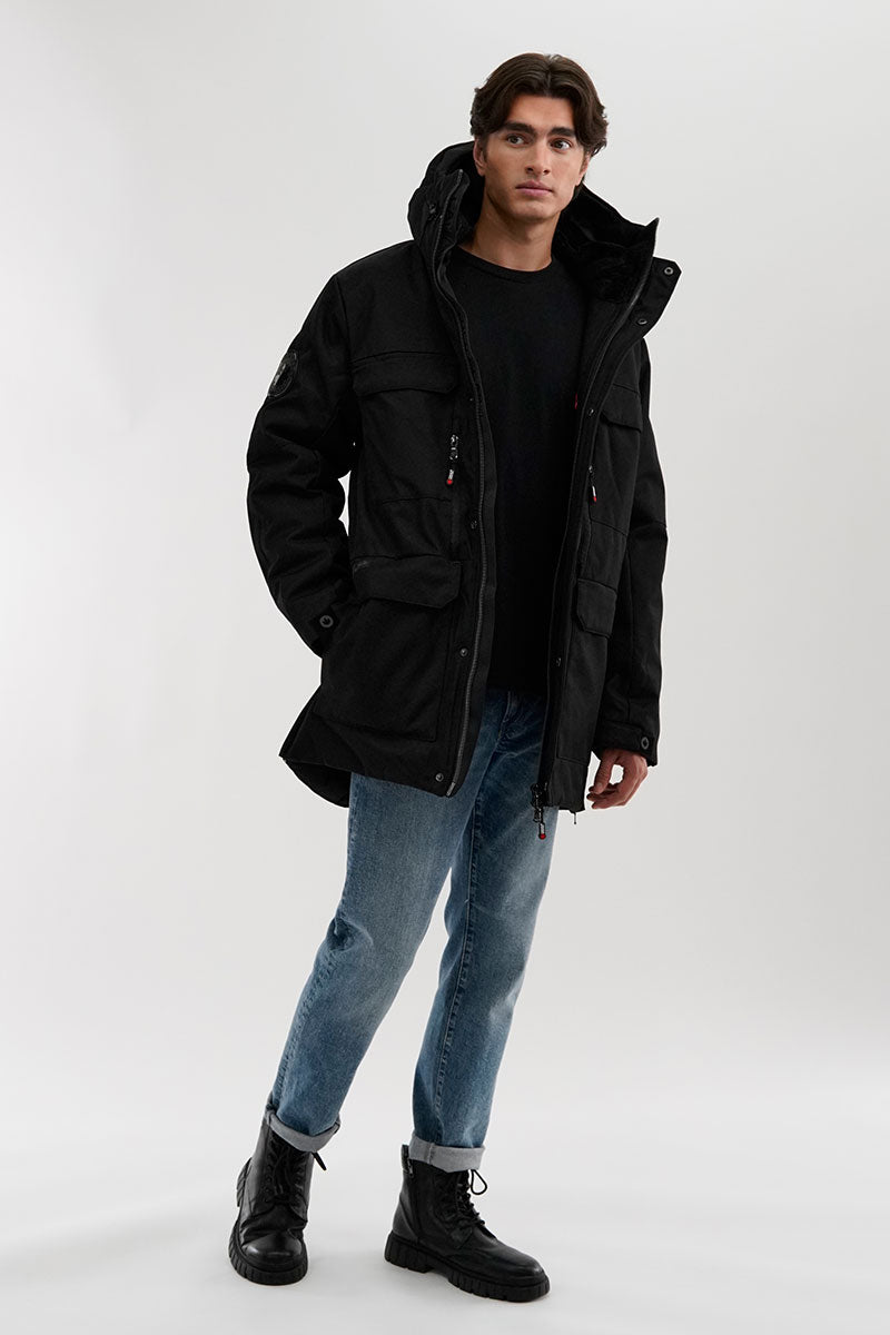 Canada Weather Gear Faux Fur Lined Hood Parka Jacket - Black