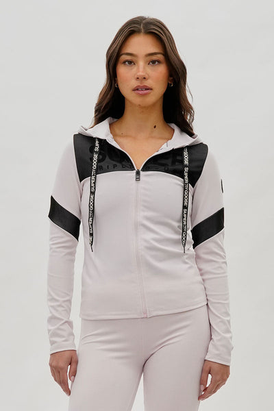 Super Triple Goose Zip Up Mesh Detail Hoodie - Blush - Womens Hoodies & Sweatshirts - Canada Weather Gear