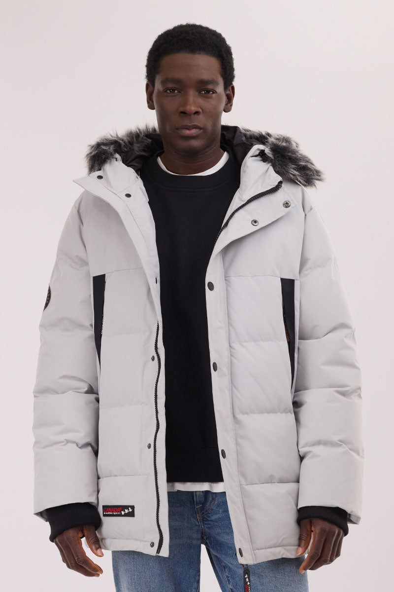 Canada Weather Gear Faux Fur Trim Puffer Parka Jacket - Stone