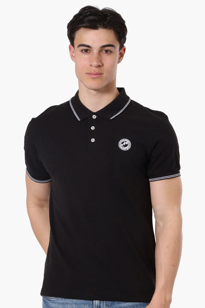 Canada Weather Gear Knit Striped Detail Polo Shirt - Black - Mens Polo Shirts - Canada Weather Gear