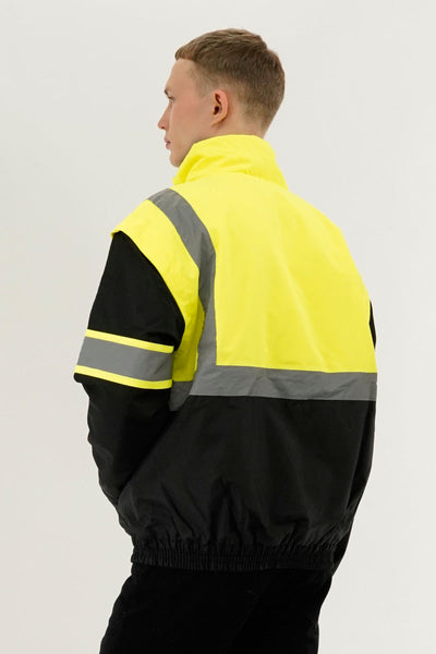 Canada Work Gear Hi-Vis Colour Block Bomber Jacket - Yellow - Mens Bomber Jackets - Canada Weather Gear