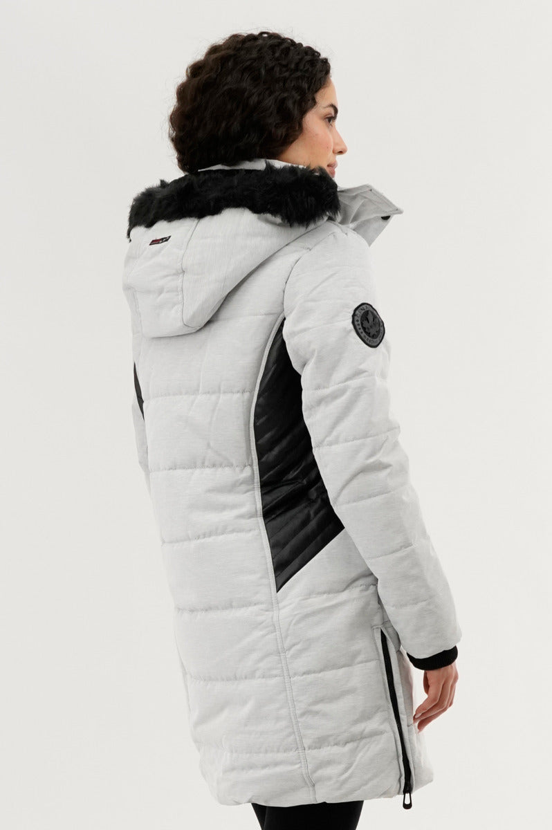 Canada Weather Gear Vegan Leather Insert Parka Jacket - Stone - Womens Parka Jackets - Canada Weather Gear