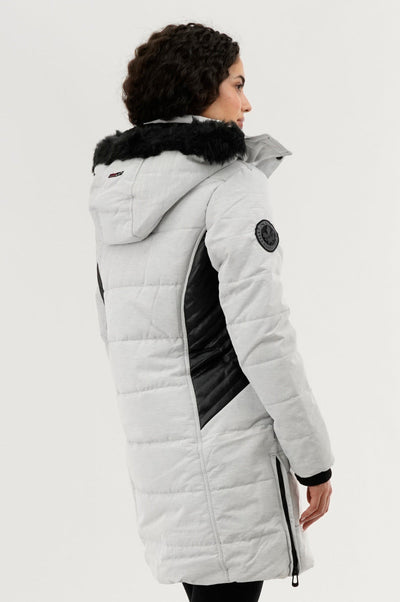 Canada Weather Gear Vegan Leather Insert Parka Jacket - Stone - Womens Parka Jackets - Canada Weather Gear