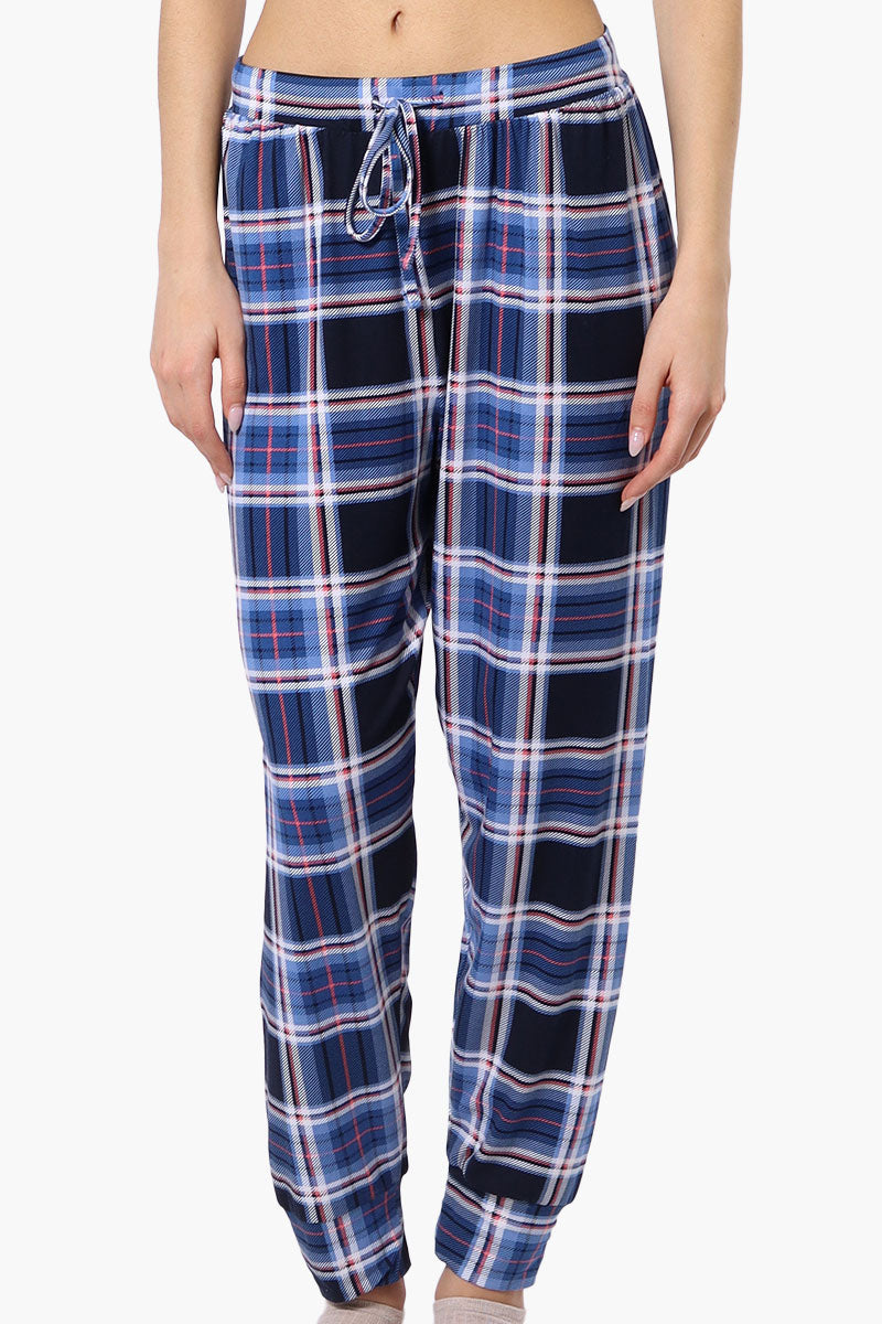 Canada Weather Gear Plaid Tie Waist Pajama Bottoms - Blue - Womens Pajamas - Canada Weather Gear