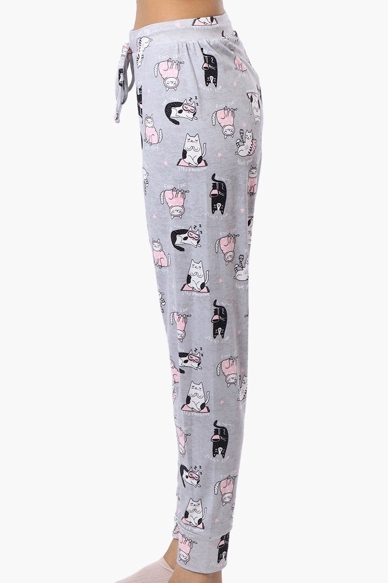 Canada Weather Gear Cat Pattern Tie Waist Pajama Bottoms - Grey - Womens Pajamas - Canada Weather Gear