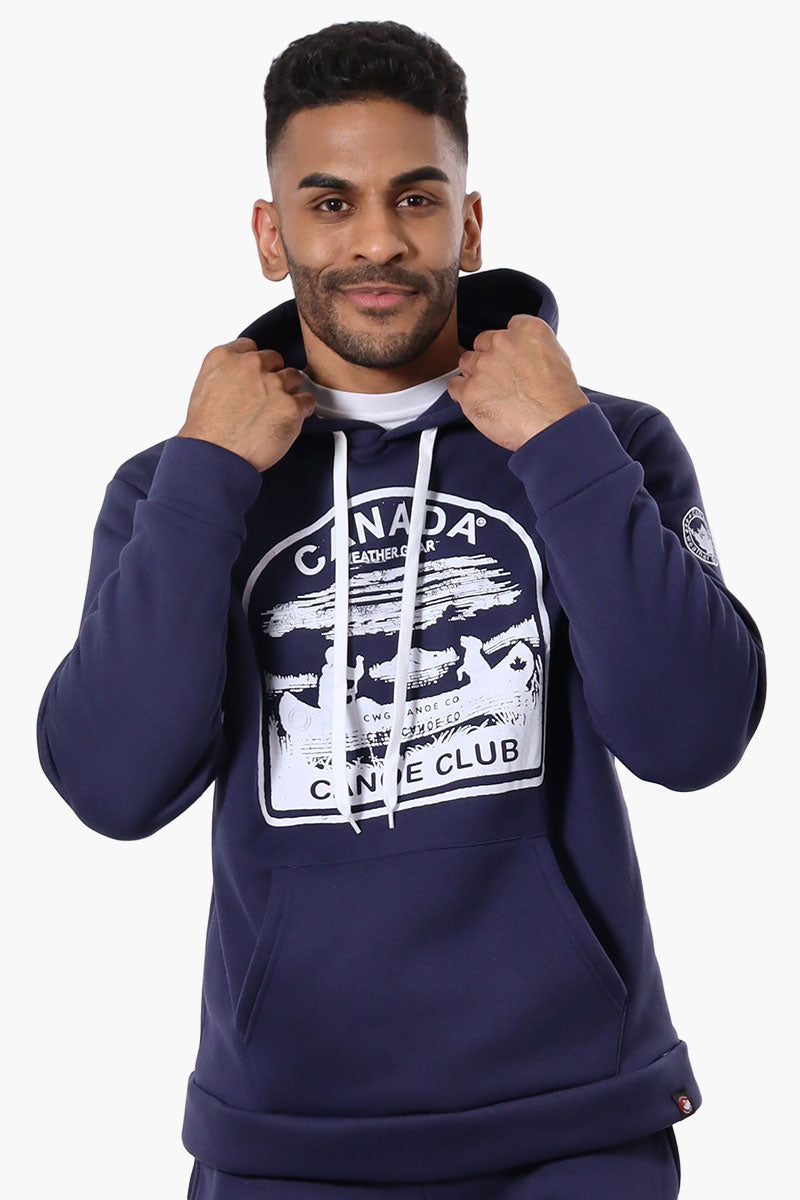 Canada Weather Gear Canoe Club Print Hoodie - Navy - Mens Hoodies & Sweatshirts - Canada Weather Gear