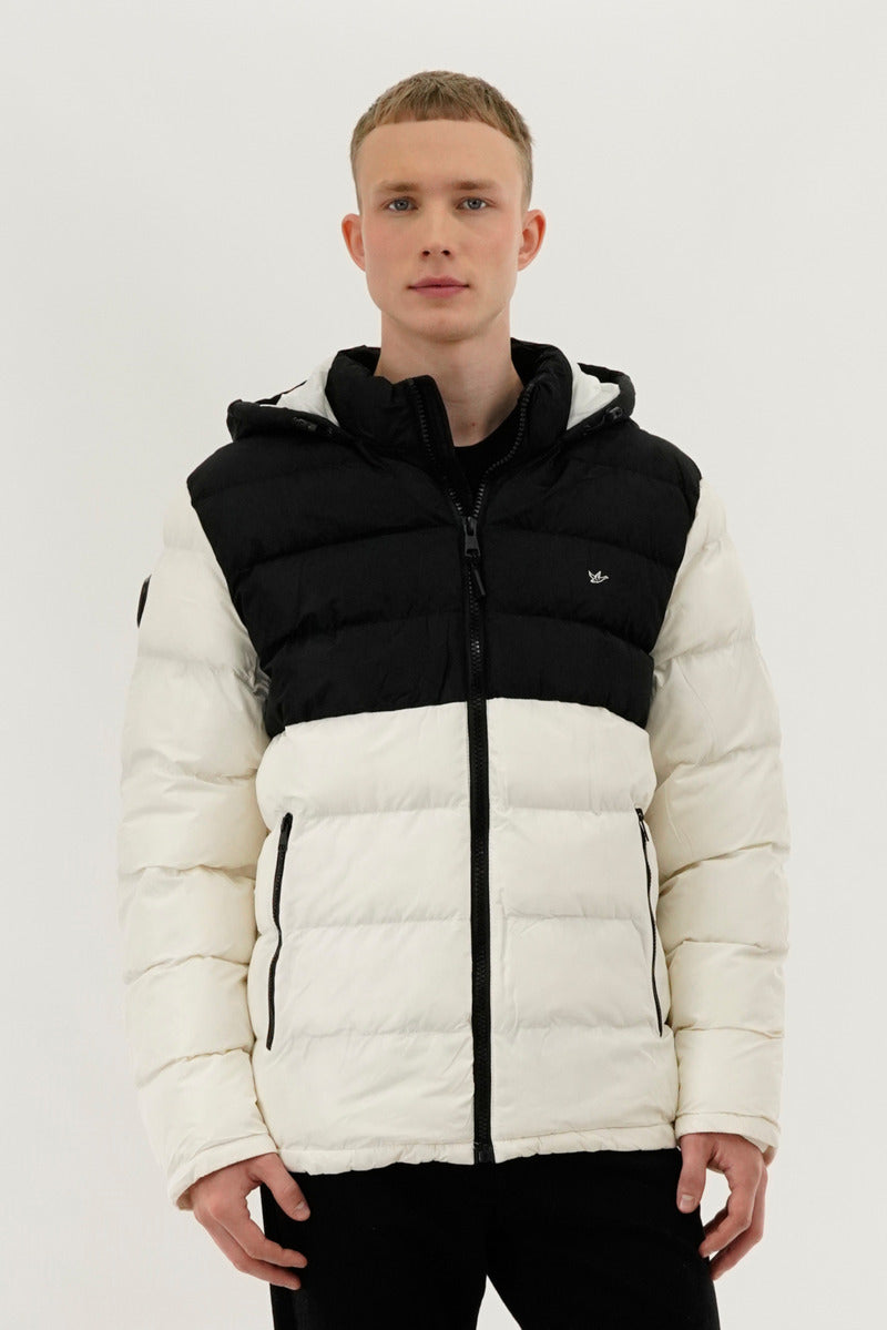 Super Triple Goose Colour Block Puffer Bomber Jacket - White - Mens Bomber Jackets - Canada Weather Gear