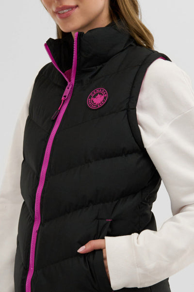 Canada Weather Gear Chevron Puffer Vest - Black - Womens Vests - Canada Weather Gear