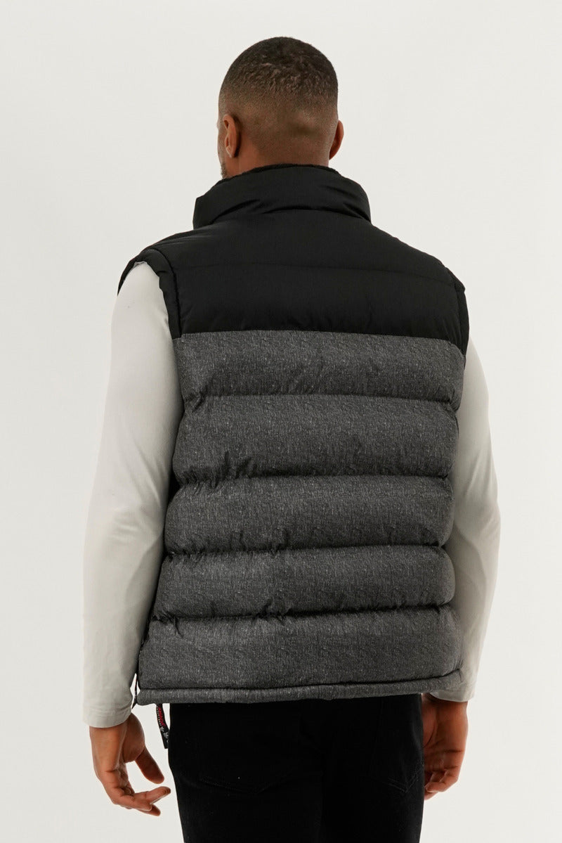 Canada Weather Gear Colour Block Puffer Vest - Grey - Mens Vests - Canada Weather Gear