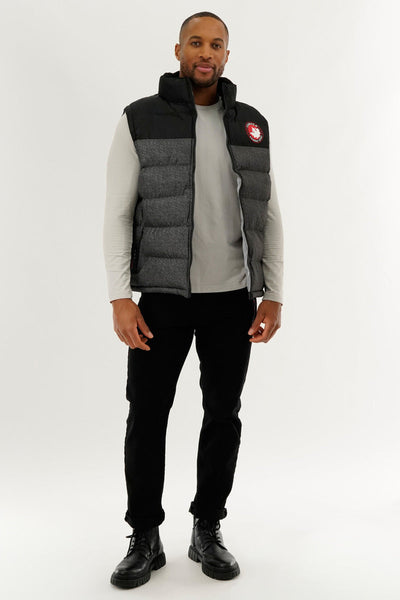 Canada Weather Gear Colour Block Puffer Vest - Grey - Mens Vests - Canada Weather Gear
