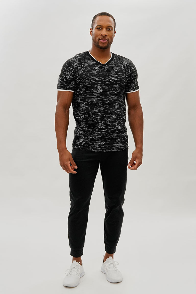 Canada Weather Gear Vintage Patterned V-Neck Tee - Black - Mens Tees & Tank Tops - Canada Weather Gear