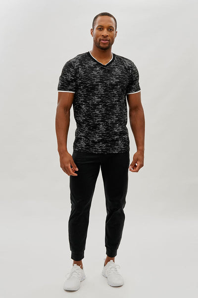 Canada Weather Gear Vintage Patterned V-Neck Tee - Black - Mens Tees & Tank Tops - Canada Weather Gear
