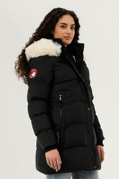 Canada Weather Gear Hip Length Parka Jacket - Black - Womens Parka Jackets - Canada Weather Gear