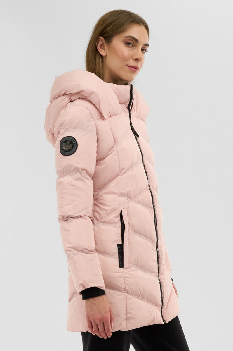 Canada Weather Gear Chevron Quilted Parka Jacket - Pink - Womens Parka Jackets - Canada Weather Gear